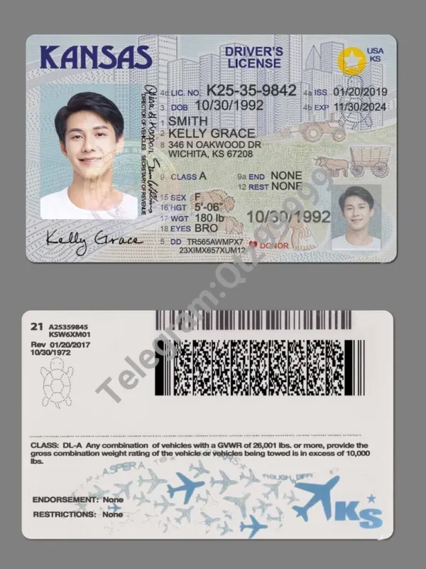 USA美国堪萨斯州Kansas DL驾驶证/驾照高质量PS/PSD模板
