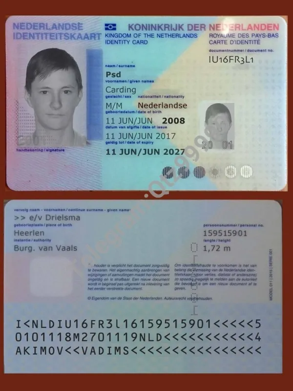 欧盟|Netherlands荷兰ID卡/身份验证卡PSD/Photoshop/PS模板