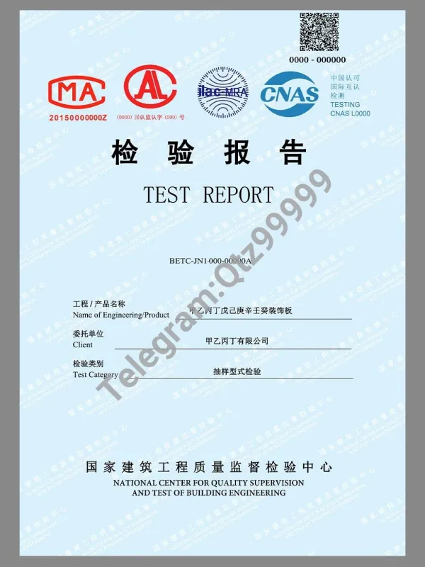 China Building Quality Inspection Report建筑工程质量监督检验中心检验报告模板