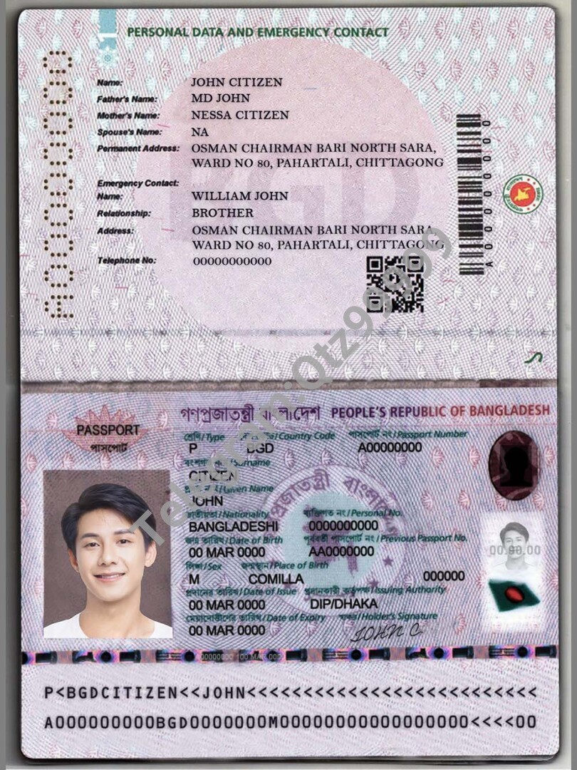 南亚| Bangladesh Passport孟加拉国护照PS/PSD模板 高清原件/PDF/PSD下载 - 地址证明风控解除