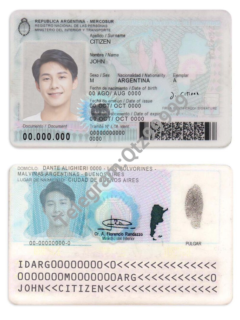 南美|UNASUR| Argentina ID Card Template阿根廷身份证卡PSD模板 高清原件/PDF/PSD下载 - 地址证明风控解除