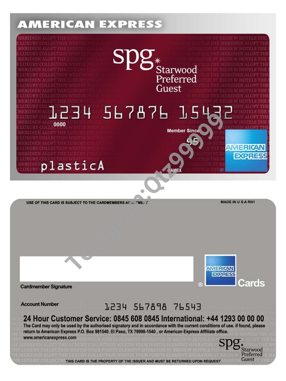 American Express Starwood Preferred Guest Card美国运通SPG卡PS/PSD模板 高清原件/PDF/PSD下载 - 地址证明风控解除