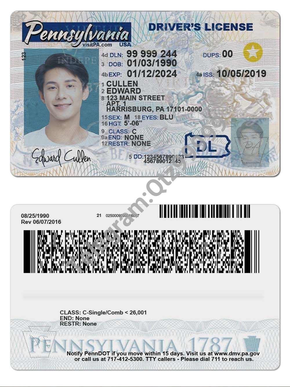 USA Pennsylvania DL美国宾夕法尼亚驾照/驾驶证PS/PSD模板(NEW) 高清原件/PDF/PSD下载 - 地址证明风控解除