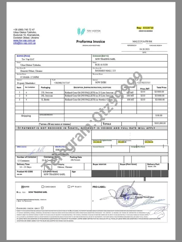 东欧|Ukraine TOV-VOSTOK Utility Bills乌克兰水电费账单word模板