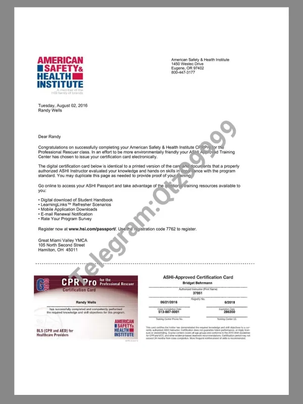USA CPR Certificate美国心肺复苏职业技能证书pdf/word模板