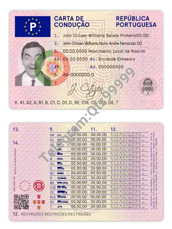 欧盟| Portugal Driving Licence葡萄牙驾照/驾驶证PSD模板