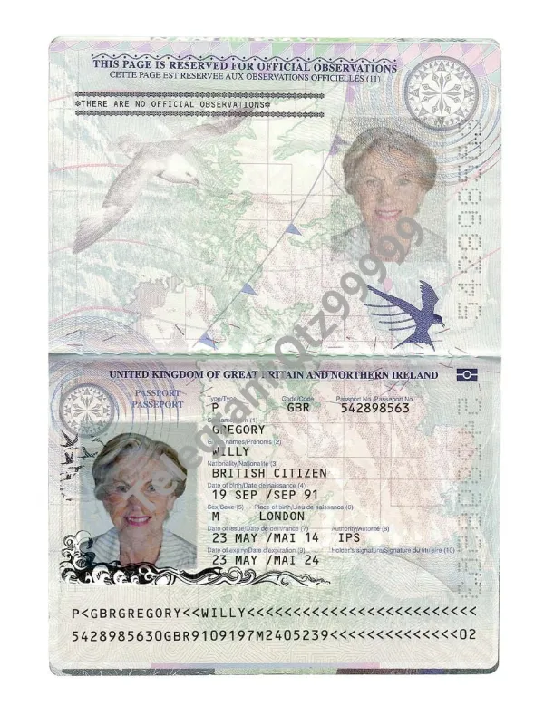 欧洲|UK/England Passport英国护照PS/Photoshop/PSD模板（Old2高清版）