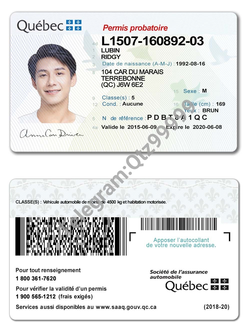 Canada Quebec DL加拿大魁北克驾照/驾驶证PS/PSD模板 (2022) 高清原件/PDF/PSD下载 - 地址证明风控解除