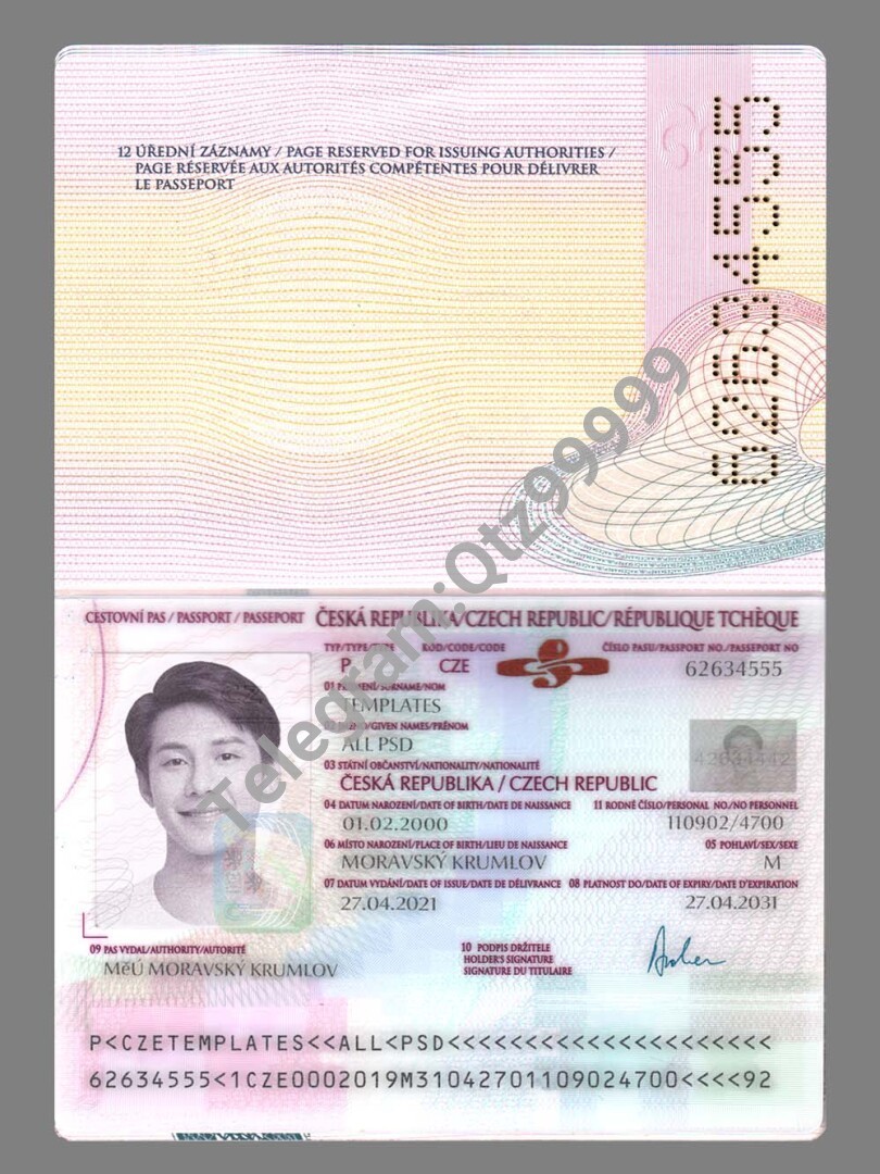 东欧| Czech Republic Passport捷克护照PS/PSD模板 高清原件/PDF/PSD下载 - 地址证明风控解除