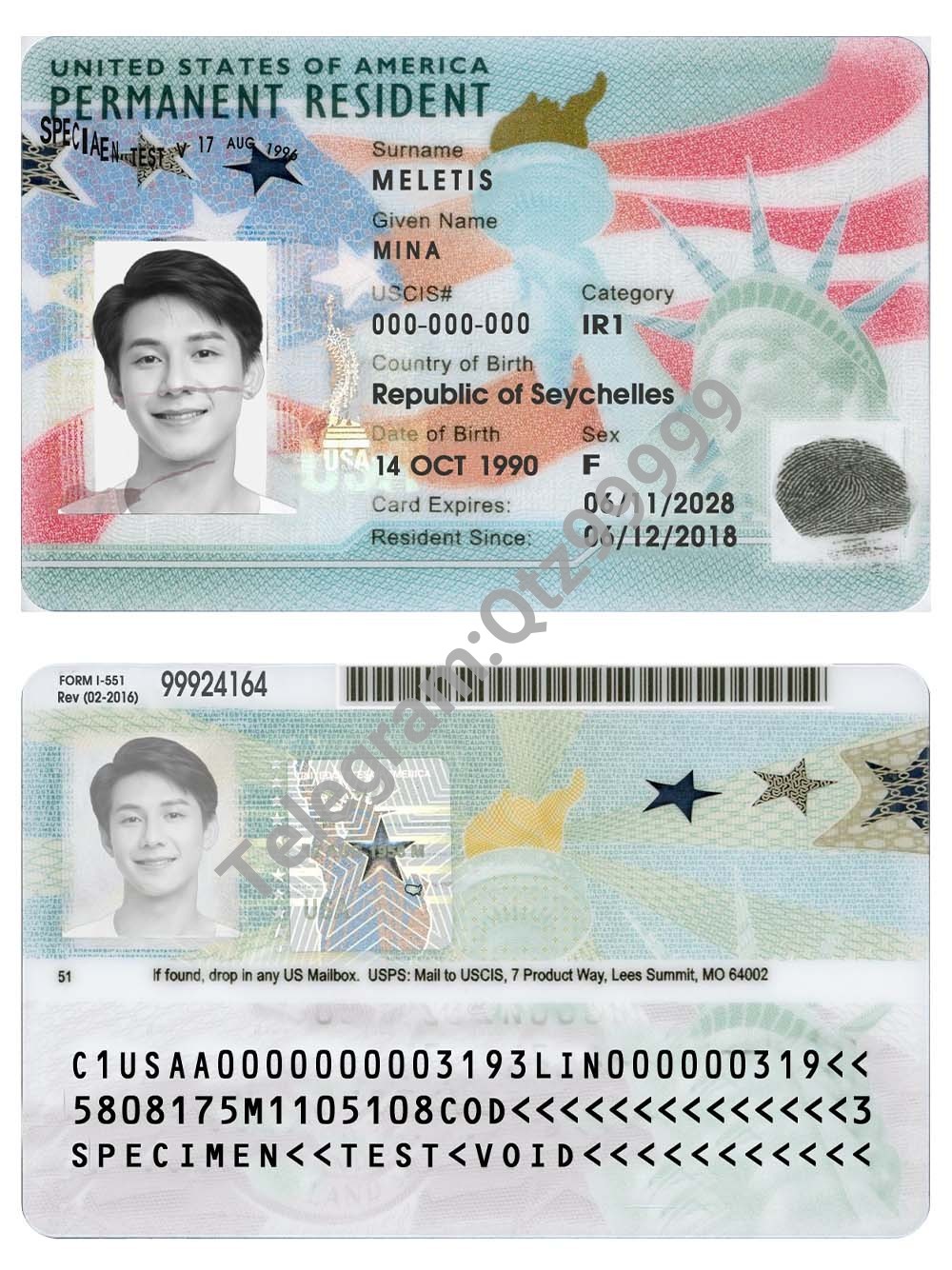 北美|USA GreenCard美国绿卡/永居卡/身份证卡photoshop/PS/PSD模板 高清原件/PDF/PSD下载 - 地址证明风控解除
