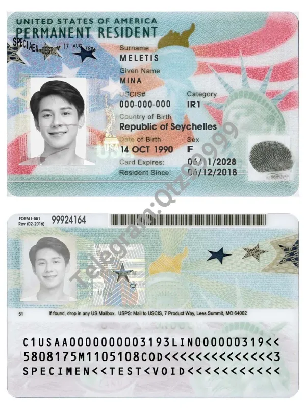 北美|USA GreenCard美国绿卡/永居卡/身份证卡photoshop/PS/PSD模板