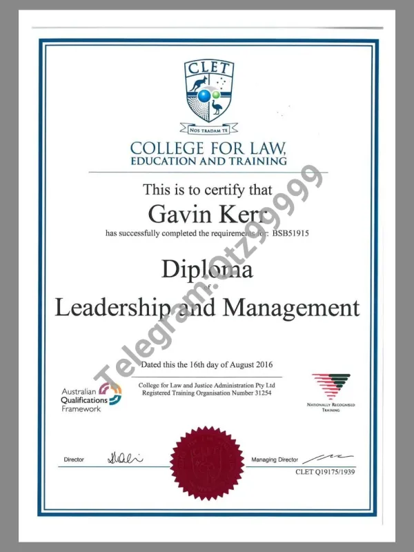 Australia CLET Diploma Certificate澳大利亚大学学位证书pdf模板